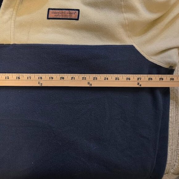 vineyard vines men's 2xb Big blue white Colorblock Harbor Quarter snap fleece - Picture 7 of 9